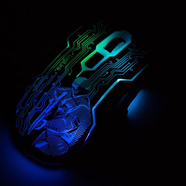 USB-spelmus, 2400 DPI, 6 knappar, LED-indikator
