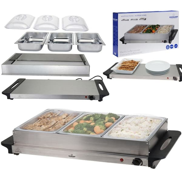 Buffetvarmer med 3 beholdere - Ideel til catering