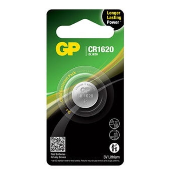 GP Lithium Coin Cell CR1620 1 kpl