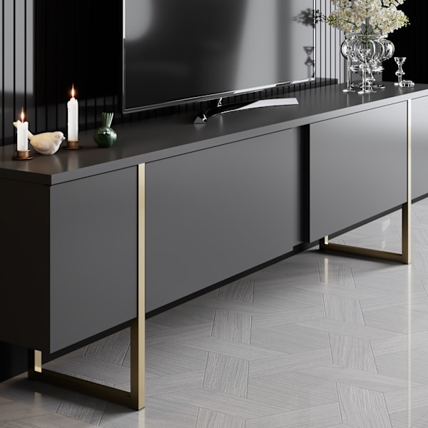 Vardagsrumsmöbler Set Luxe Set - Antracit, Guld