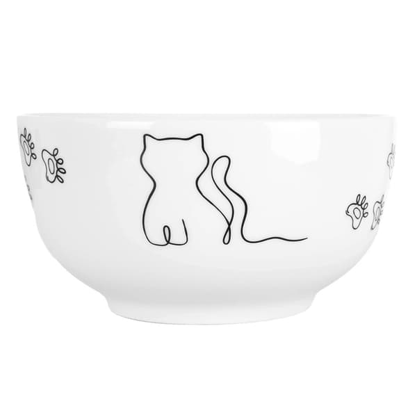 Skål för katt i porslin, 13 cm, 550 ml, diskmaskinssäker