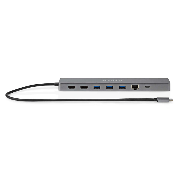 USB N Moniporttisovitin | USB 3.2 Gen 1 | USB-C™ Uros | Micro SD / RJ45 Naaras / SD / 2x HDMI™ / 2x USB-C™ / 3x USB-A Naaras | 0.40 m | Pyöreä | Kulla