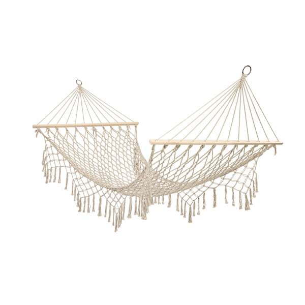 Puutarha riippumatto boho mesh tupsu 200cm ecru