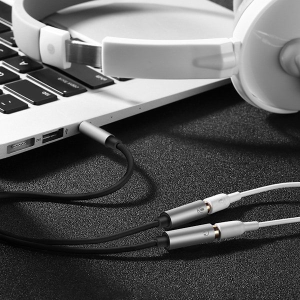 Splitter 3,5 mm minijakkisovitin - 2 x 3,5 mm minijakkimikrofoni ja kuulokkeet mustat