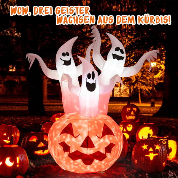 Oppustelige Halloween-spøgelser med græskar, LED, 182 cm