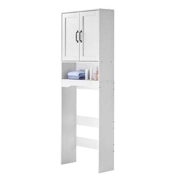 Förvaringsskåp över toaletten, 165 cm, dubbeldörr, vit