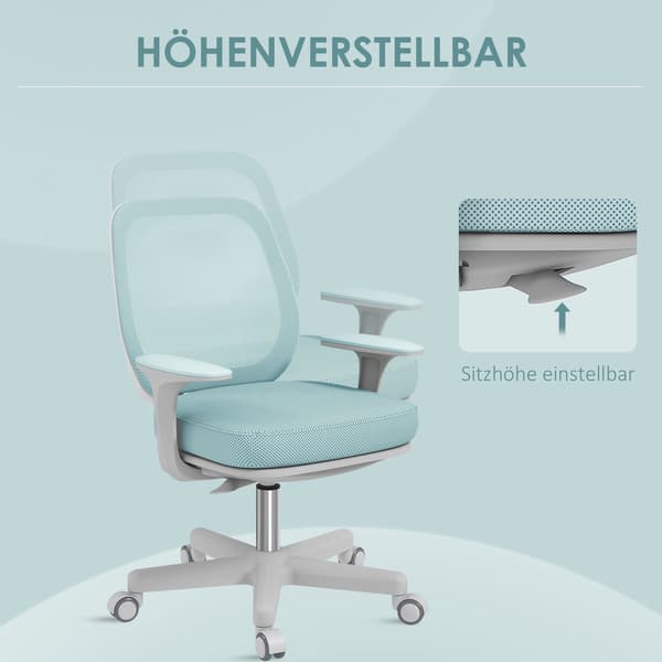 Ergonomisk kontorstol, justerbar højde, grøn, 360 drejning