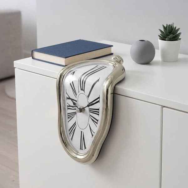 Surrealistisk sølvbordur – buet design, batteridrevet