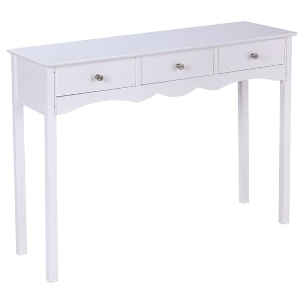 Hvidt skrivebord med 3 skuffer, MDF, 100x32x75 cm