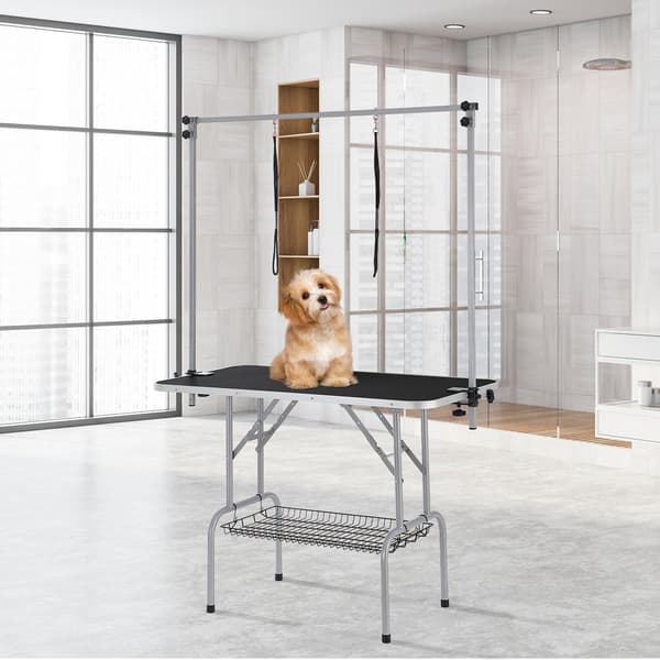 Hundtrimningsbord 117 cm, hopfällbart, 2 klämarmar, 150 kg