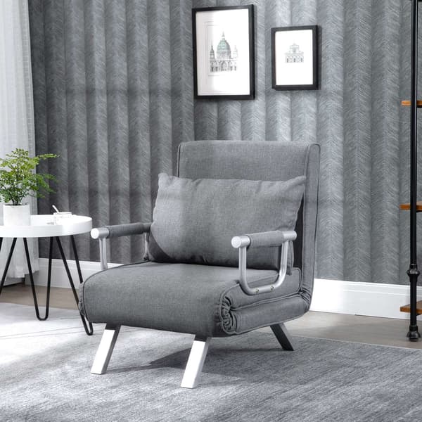 Bäddsoffa Med Armstöd 65X69X80Cm 3-I-1 Bäddsoffa, Gästsäng, Schäslong, Linneliknande Polyester, Grå