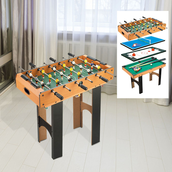 4-i-1 multi-game bord, multi-game bord med bordfodbold, bordhockey, bordtennis, billard multifunktionelt spillebord, 87x43x73cm
