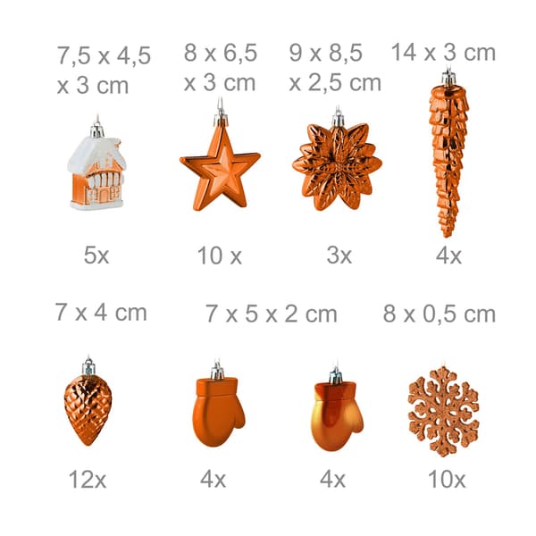 Julepyntsæt, 100 stykker, 10 designs