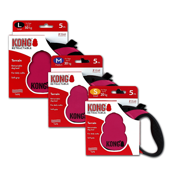 KONG Infällbart koppel Terräng Rosa S (5m/20kg)