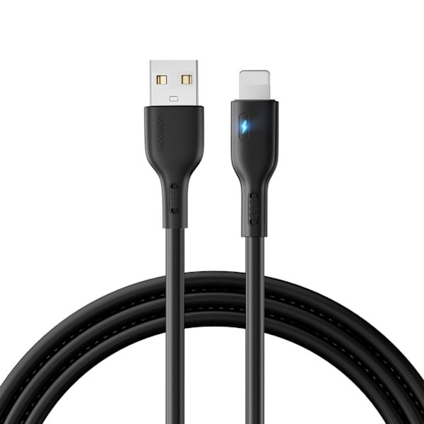 iPhone kabel med LED indikator USB - Lightning 2.4A 2m sort