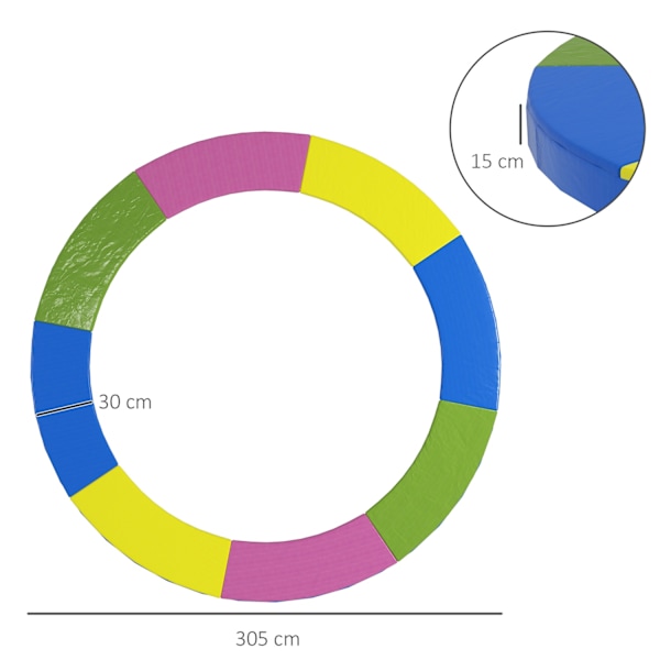 Trampolinkantskydd Ø305 cm, färgglad, väderbeständig och UV-skydd, idealisk för trädgårdstrampoliner |.de