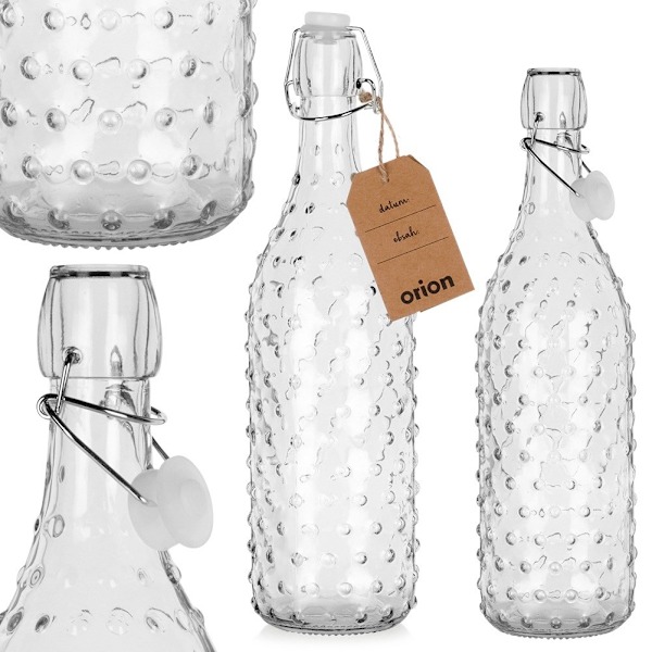 Flaske med clipsglas 1 l