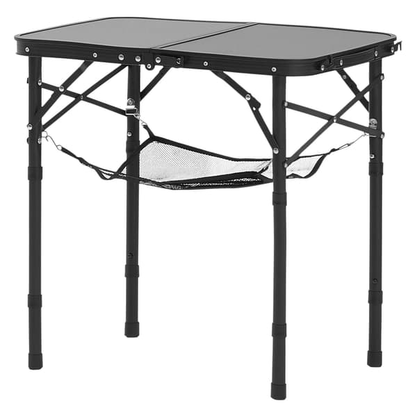 Sammenklappeligt campingbord, justerbar højde, 61x40 cm, sort