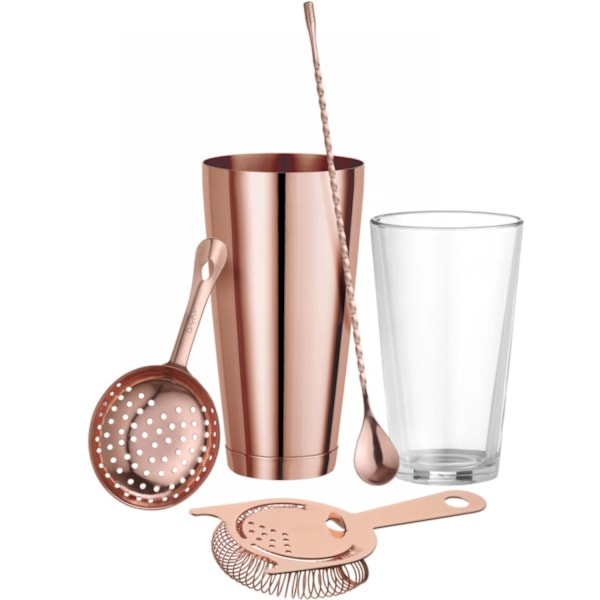 Bartendersked för drinkar och cocktails, lång 385 x 35 mm - koppar