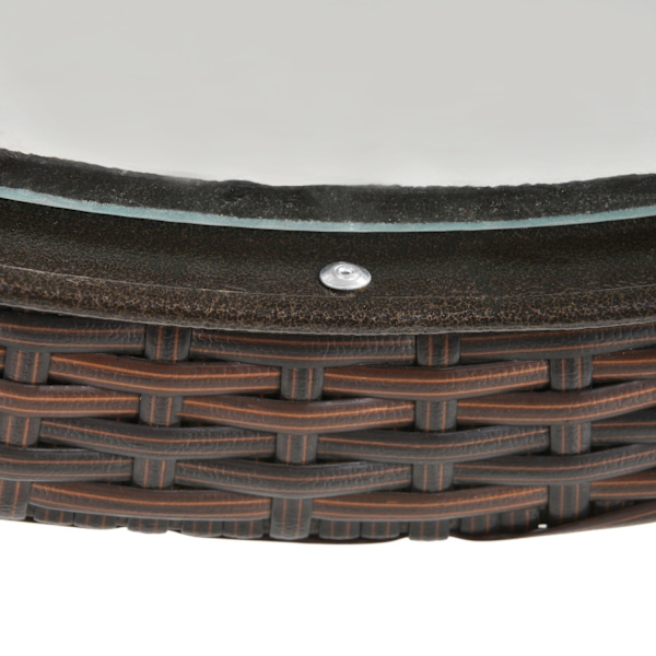 Campingbord Klapbord Rundt Rattan Dekor Stål Brun Ø68Cm