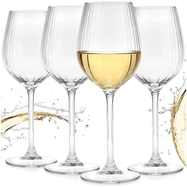 Set med 4 vinglas, 380 ml, ribbad design