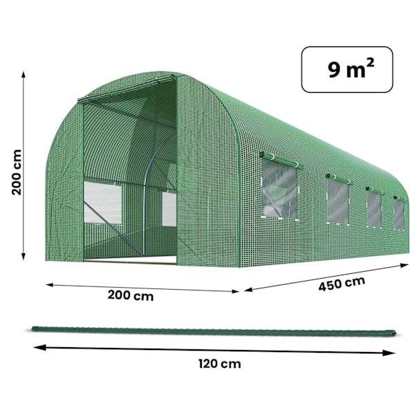 Puutarhatunneli 2 x 4,5 m (9 m2) Plonos