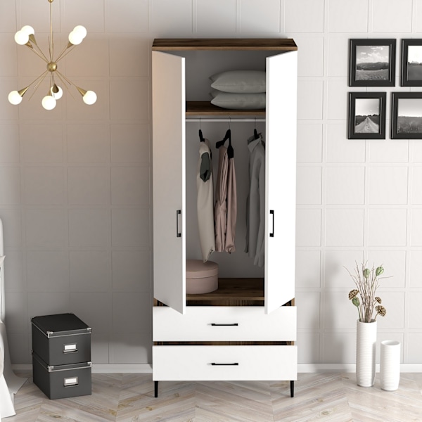 Garderobe Kumsal T - Valnød, Hvid