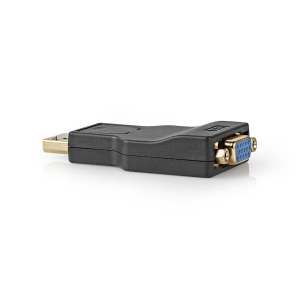 Displayport-adapter | DisplayPort Hane | VGA hona 15p | 1080p | Guldplaterad | Rak | Rund | ABS | Antracit | Låda