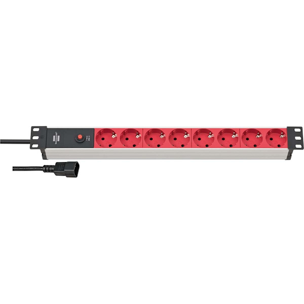 Alu-Line 8-tie 19" pistorasia kytkinrasialle PG Plug 2,00 m Musta/Punainen C14
