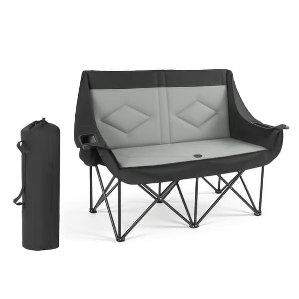Dubbelfällbar campingstol, 300 kg kapacitet, mugghållare