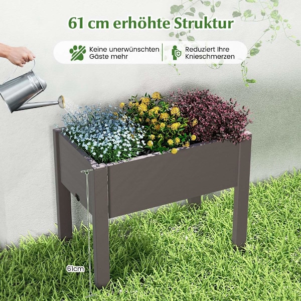Plast højbed haveseng selvvandende 53L 76 x 45 x 61 cm kaffe