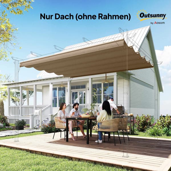 Udtrækkelig pergola-overdækning 3x3m, brun, polyester