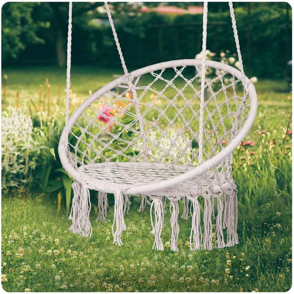 Hængende Havelænestol Gynge BOHO Beige