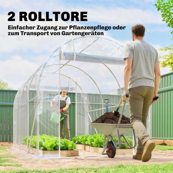 Växthus i polytunnelformat, stålram, UV PE-överdrag