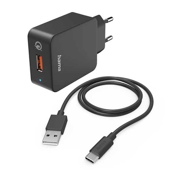 HAMA Oplader 220V med USB-C Kabel Qualcomm 19,5W Sort Sort