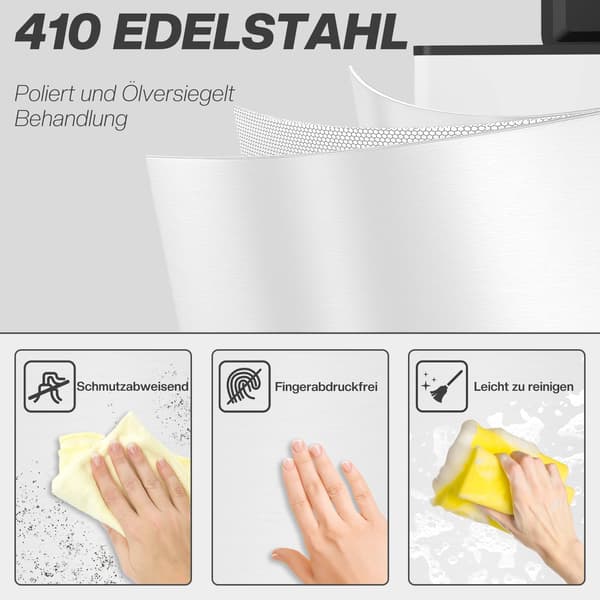 20L papperskorg, mjukstängande lock, rostfritt stål, vit