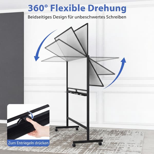 Mobil dobbeltsidet magnetisk whiteboardtavle med stativ