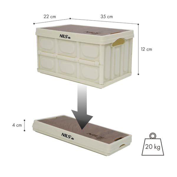 Sammenfoldelig campingboks med låg, 15L, Hvid