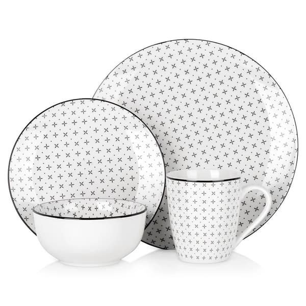 Porcelænsservicesæt, 16 dele, geometrisk mønster
