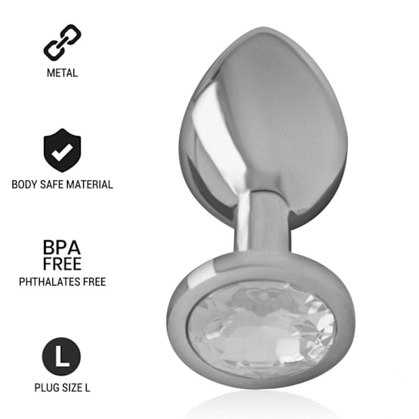 Intense - Aluminium metal analprop med sølvkrystal størrelse L