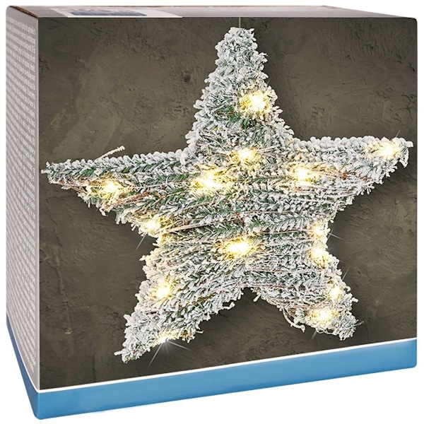 Julstjärna med 30 LED-lampor och snöeffekt
