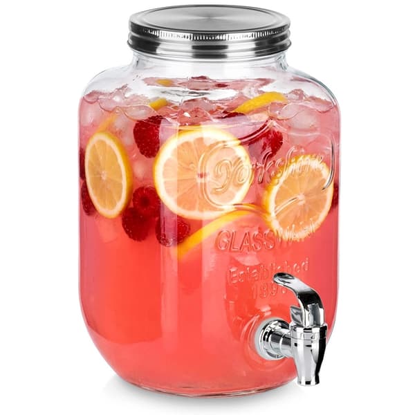 Glas drikkevaredispenser med hane, 4 liters kapacitet