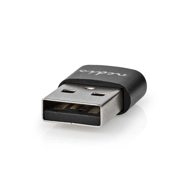 USB-A Adapter | USB 2.0 | USB-A Han | USB-C™ Hun | 480 Mbps | Runde | Nikkelplateret | Sort | Box