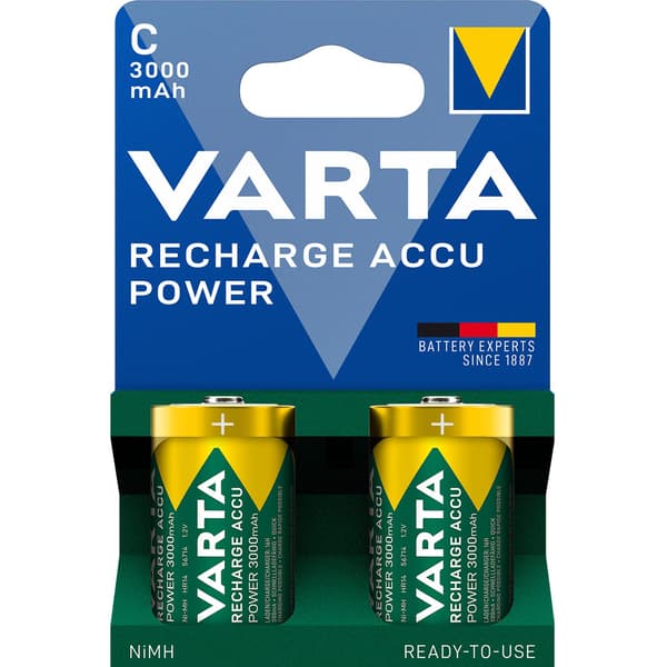 Uppladdningsbara C-batterier, 3000 mAh, 2-pack