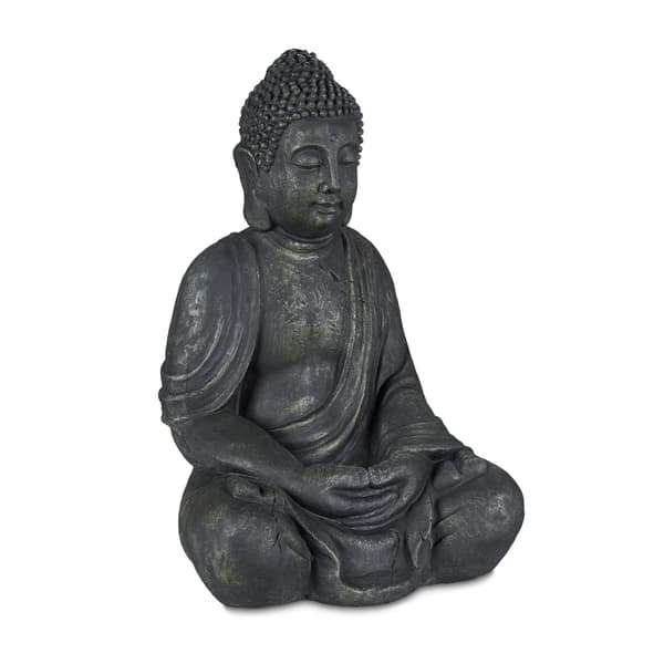Grå Buddhastaty som ser vintage ut 70 cm