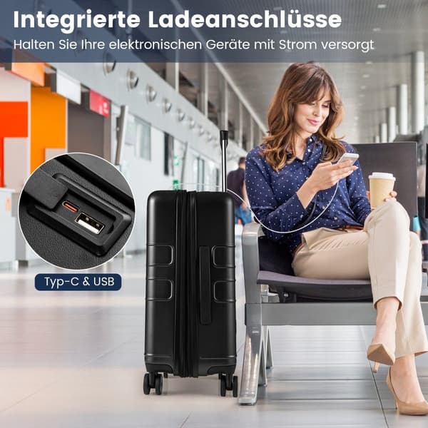 Udvidelig 20"" letvægts PC Hardshell kuffert med USB-port