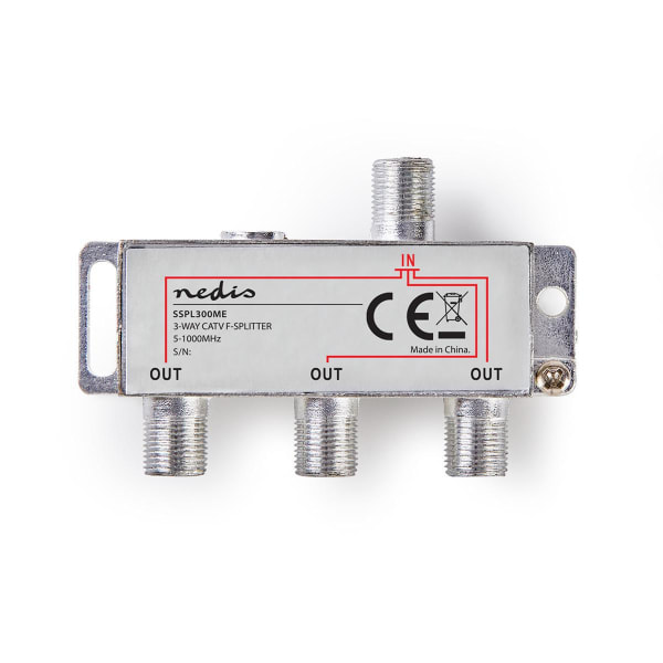 CATV Splitter | 5 - 1000 MHz | Tab af indsættelse: 6.8 dB | Antal output: 3 | 75 Ohm | Zinc Alloy