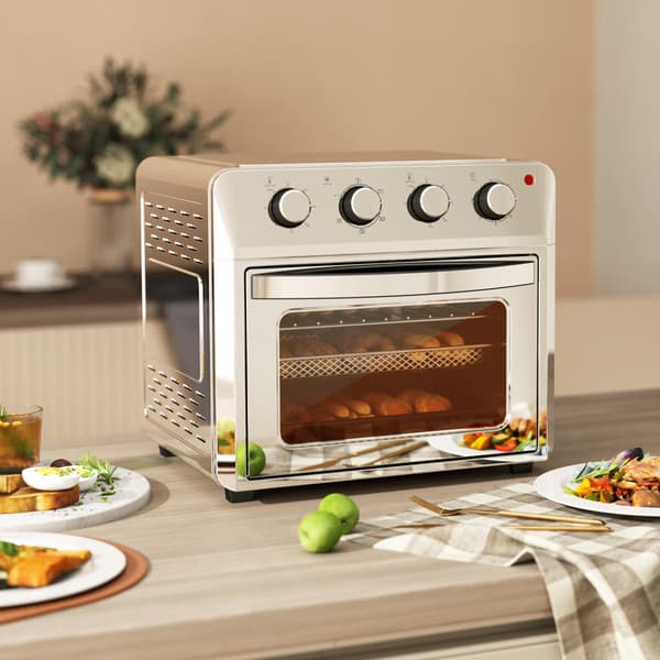 Konvektions miniovn, airfryer, 24L, 6 tilstande, timer, sølv