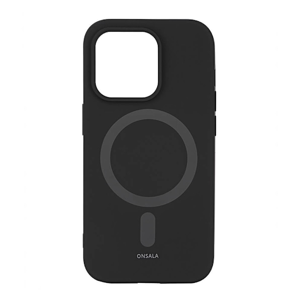 ONSALA Takakansi silikoni MagSeries iPhone 14 Pro 6.1" musta