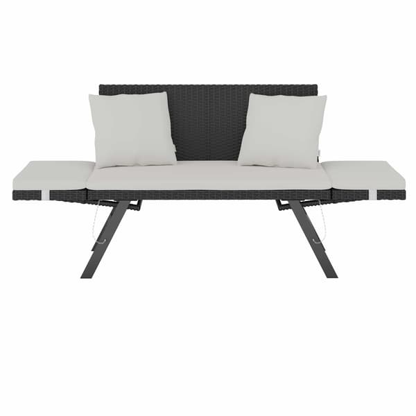 Polyrattan havebænk/sofa, sort/creme, 176x56x81cm